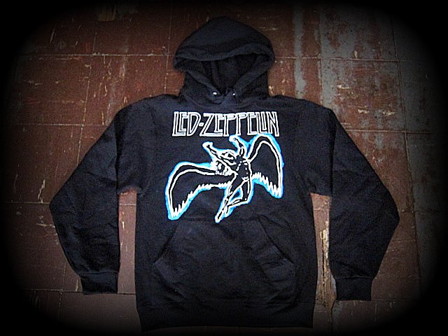 Led Zeppelin- SWAN SONG- Hooded Sweatshirt -Blue and White print